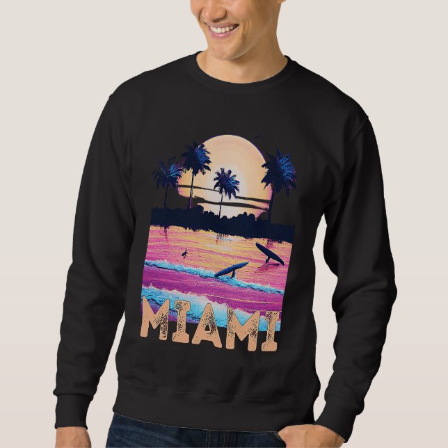 Retro Miami Florida Souvenir Surf Sweatshirt (Front)