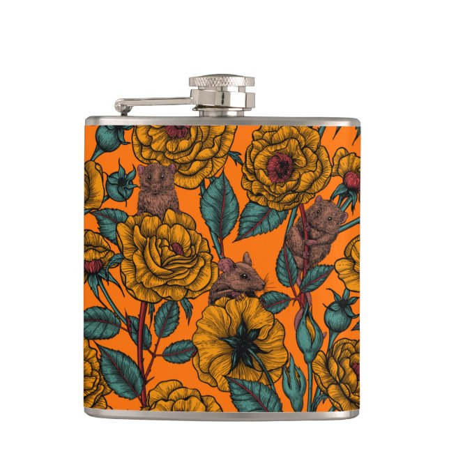 Retro mice party hip flask (Front)