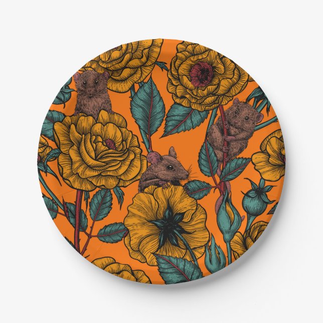 Retro mice party paper plate (Front)