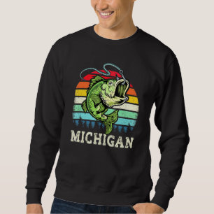 Retro Michigan Bass Fishing Bass Fish Vintage Fish Sweatshirt