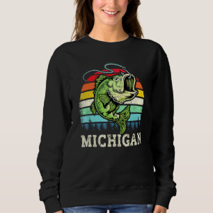 Retro Michigan Bass Fishing Bass Fish Vintage Fish Sweatshirt