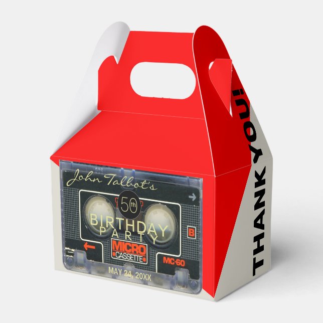 Retro Micro Audiotape 50th Birthday Thank You GFB Favour Box (Front Side)