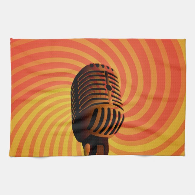 Retro Microphone custom hand towel (Horizontal)