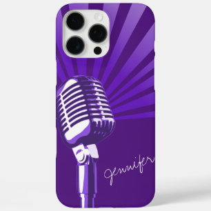 Retro microphone custom name purple graphic  iPhone 16 pro max case