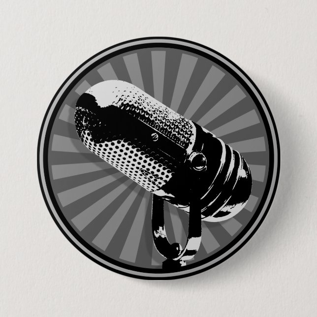 Retro Microphone Graphic 7.5 Cm Round Badge (Front)