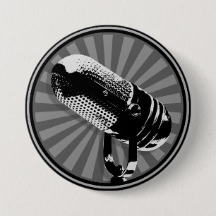 Retro Microphone Graphic 7.5 Cm Round Badge