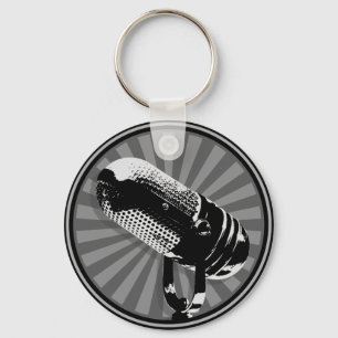 Retro Microphone Graphic Key Ring