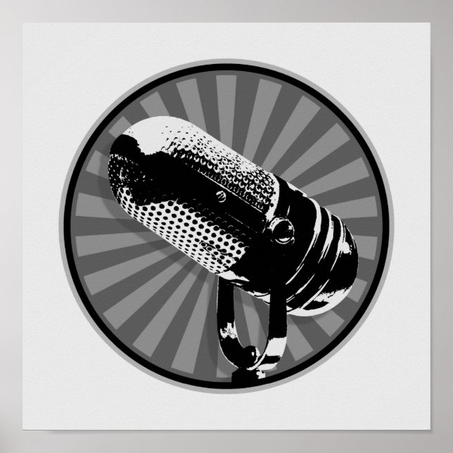 Retro Microphone Graphic Poster (Front)
