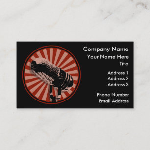 Retro Microphone Graphic Red Business Card