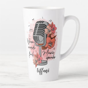 Retro Microphone When Words Fail Music Speaks Latte Mug