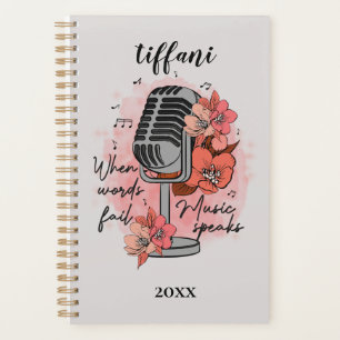 Retro Microphone When Words Fail Music Speaks Planner