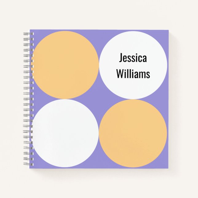 Retro Mid-Century Abstract Circles Personalised Notebook (Front)
