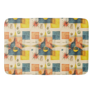 Retro Mid Century Atomic Geometric Pattern Bath Mat