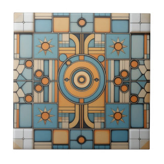 Retro Mid Century Atomic Geometric Pattern Ceramic Tile