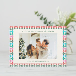 Retro Mid Century Atomic Snowflake Photo Christmas Holiday Card