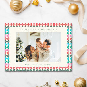 Retro Mid Century Atomic Snowflake Photo Christmas Holiday Card