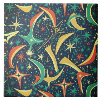 Retro Mid-Century Atomic Starburst All-Over Patter Ceramic Tile