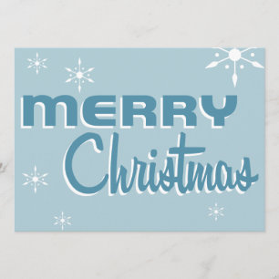 Retro Mid-Century Christmas Party Invitation Blue