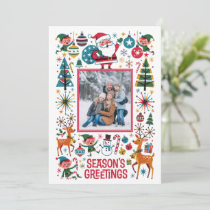 Retro Mid-Century Christmas Photo Holiday Card