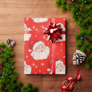 Retro Mid Century Christmas Santa Wrapping Paper