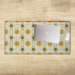 Retro Mid Century Daisy Yellow Green Desk Mat<br><div class="desc">This design may be personalised by choosing the Edit Design option. You may also transfer onto other items. Contact me at colorflowcreations@gmail.com or use the chat option at the top of the page if you wish to have this design on another product or need assistance with this design. See more...</div>