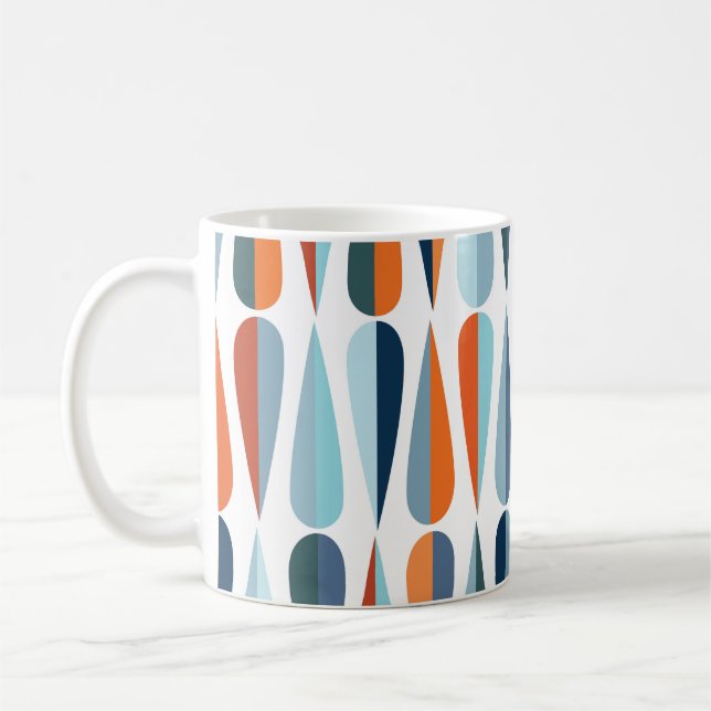 Retro mid-century, drop shapes pattern. coffee mug (Left)