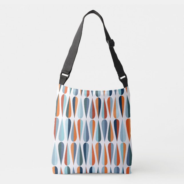 Retro mid-century, drop shapes pattern. crossbody bag (Front)