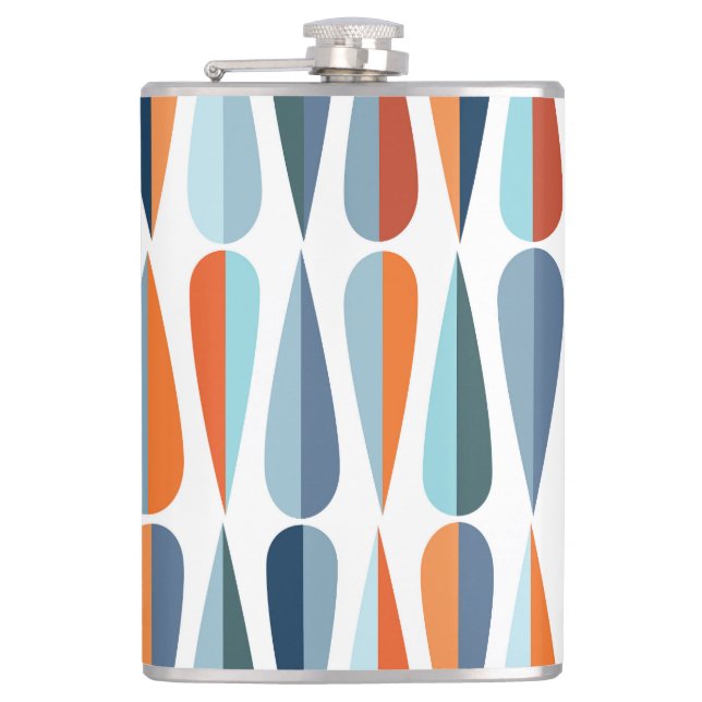 Retro mid-century, drop shapes pattern. hip flask (Front)