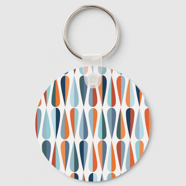 Retro mid-century, drop shapes pattern. key ring (Front)