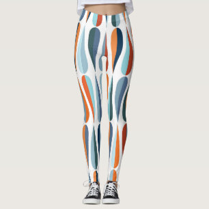 Retro mid-century, drop shapes pattern. leggings