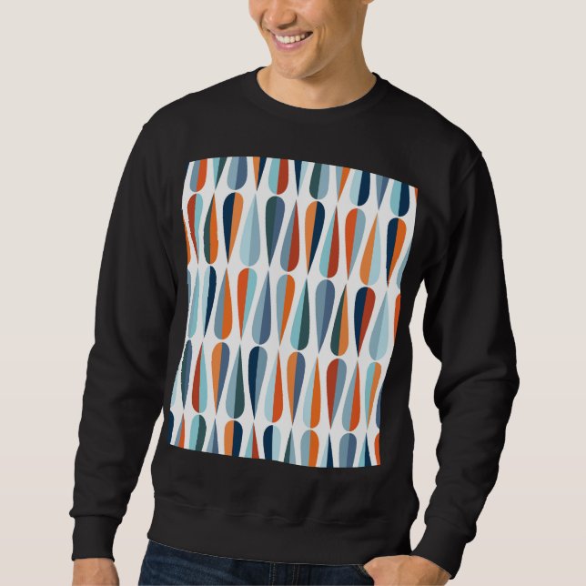 Retro mid-century, drop shapes pattern. sweatshirt (Front)