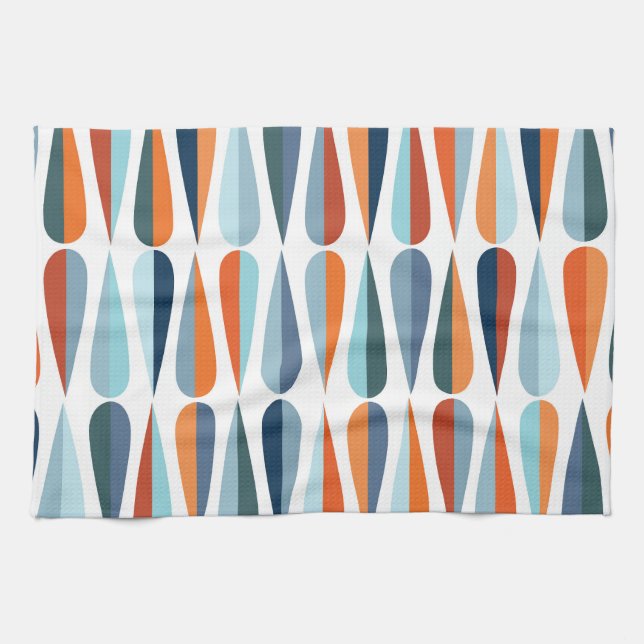 Retro mid-century, drop shapes pattern. tea towel (Horizontal)
