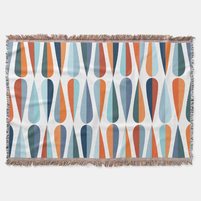 Retro mid-century, drop shapes pattern. throw blanket (Front)