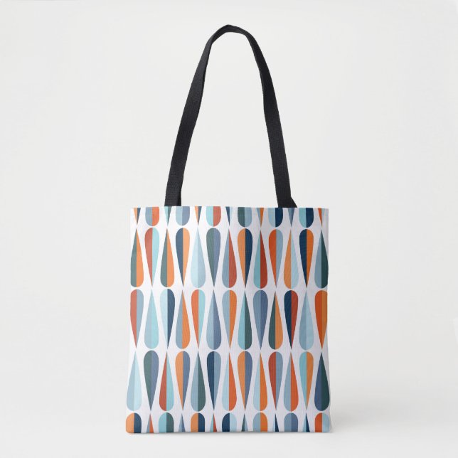 Retro mid-century, drop shapes pattern. tote bag (Front)