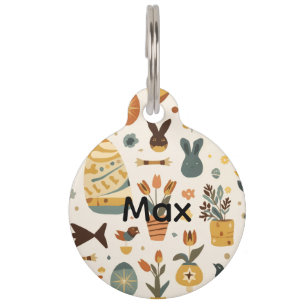 Retro Mid‑Century Easter Pet Tag Atomic Bunny