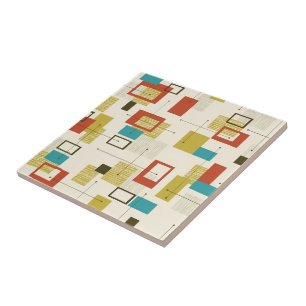 Retro Mid-Century Geometric Colourful Pattern Ceramic Tile