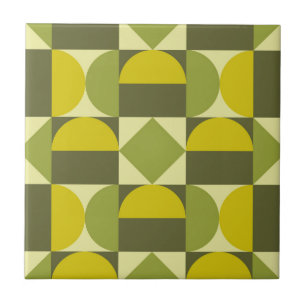 Retro Mid Century Geometric Design Ceramic Tile