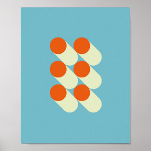 Retro Mid Century Geometric Dots Poster