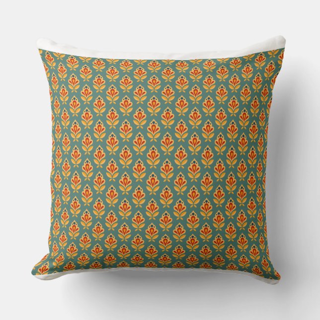 Retro Mid- Century Geometric Print 1970s Patterned Cushion (Front)