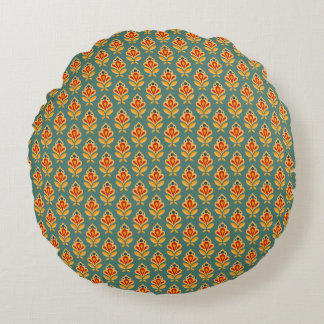 Retro Mid- Century Geometric Print 1970s Patterned Round Cushion