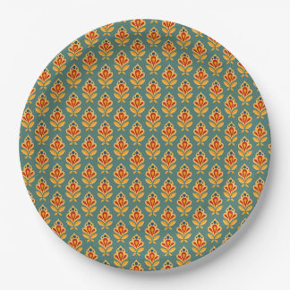 Retro Mid- Century Geometric Print Patterned Paper Plate