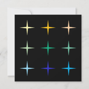 Retro Mid Century Geometric Stars Art Design Card