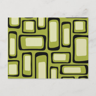 Retro Mid-Century Green Rounded Rectangle Grid  Postcard