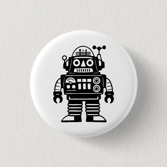 Retro Mid Century Inspired Robot 3 Cm Round Badge (Front)