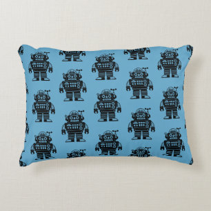 Retro Mid Century Inspired Robot Pattern Decorative Cushion