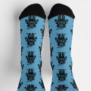 Retro Mid Century Inspired Robot Pattern Socks