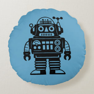 Retro Mid Century Inspired Robot Round Cushion