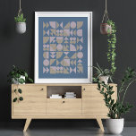 Retro Mid Century Mod Geometric Shapes Blue Poster<br><div class="desc">Retro Mid Century Mod Geometric Shapes Blue Poster</div>