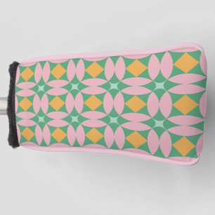 Retro Mid Century Mod Shapes Pattern   Pink Green Golf Head Cover