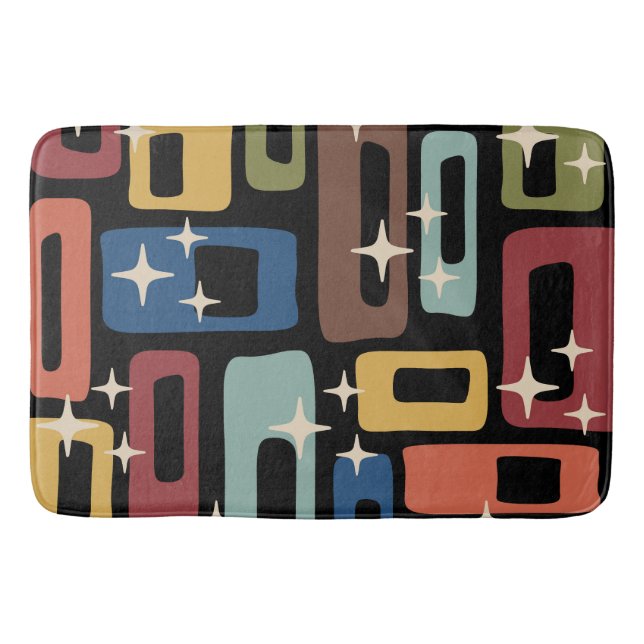 Retro Mid Century Modern Abstract Bath Mat (Front)